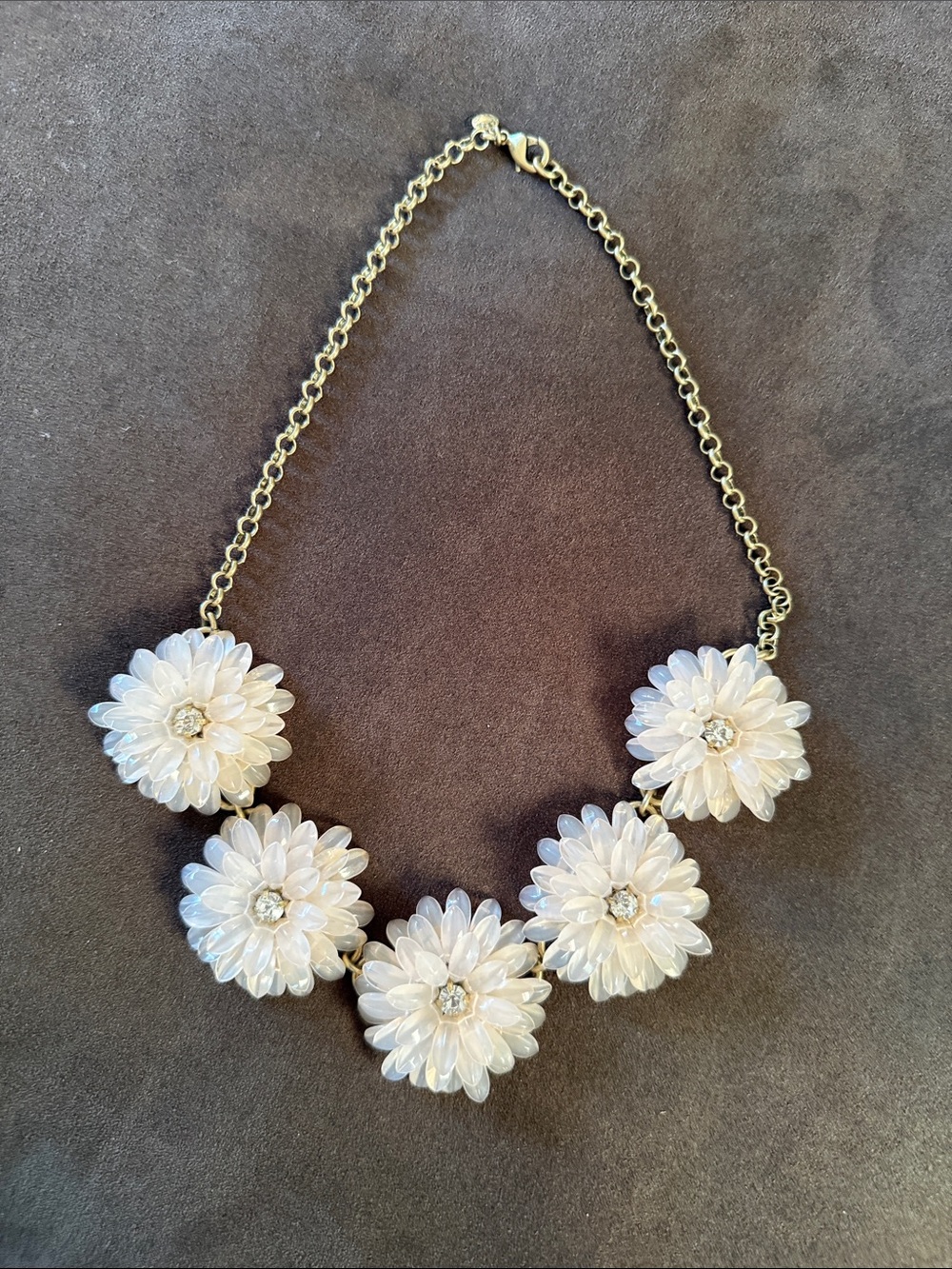 J crew light pink large chrysanthemum Floral Statement Necklace